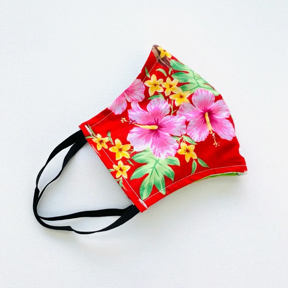 NEW Handmade Red Moment in Paradise Print Face Mask